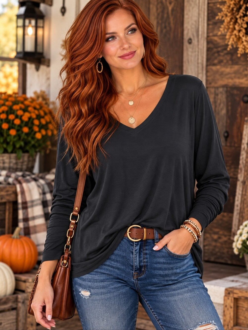 Cuddl Duds Softwear XL Black Modal Stretch V-Neck Long Sleeve Top
